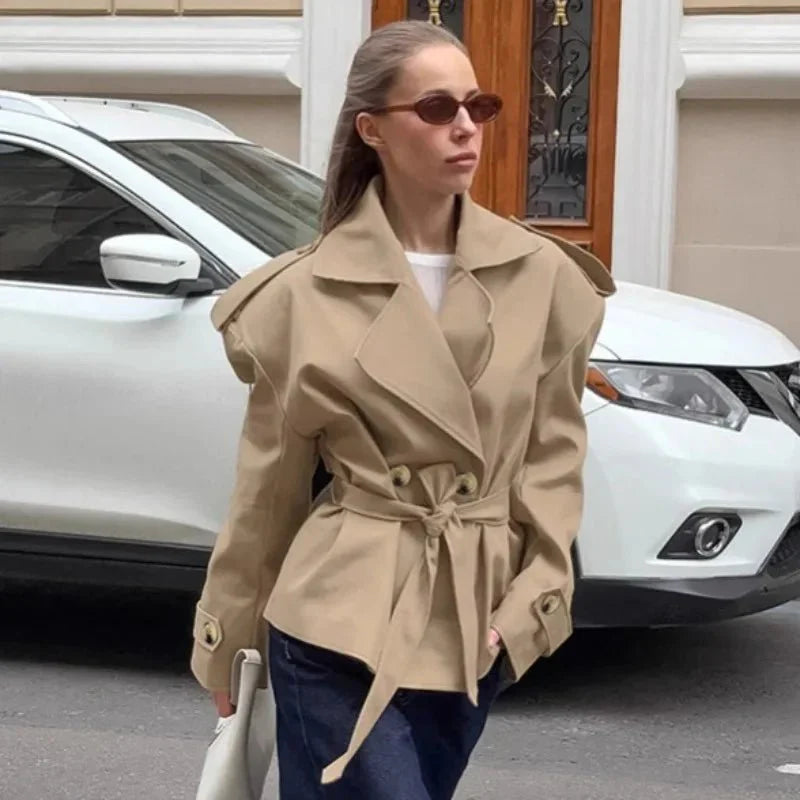 Stylische Damenjacke Kurz Trench - IdealeKleiden