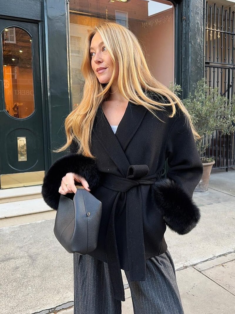 Manteau de luxe en fausse fourrure pour femme