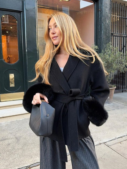 Manteau de luxe en fausse fourrure pour femme