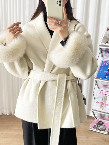 Manteau de luxe en fausse fourrure pour femme