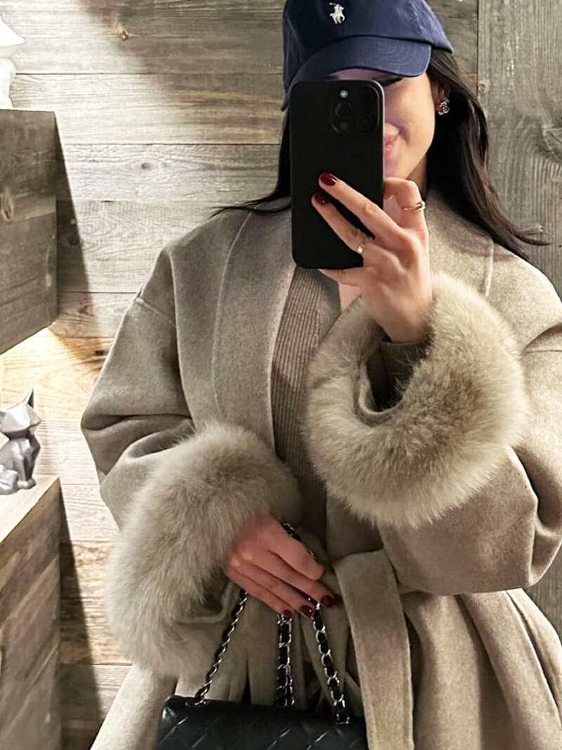 Manteau de luxe en fausse fourrure pour femme
