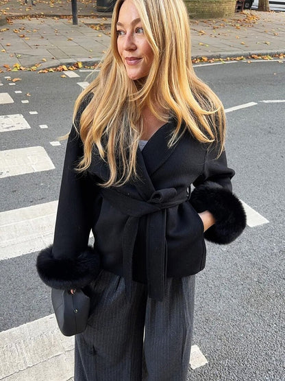 Manteau de luxe en fausse fourrure pour femme