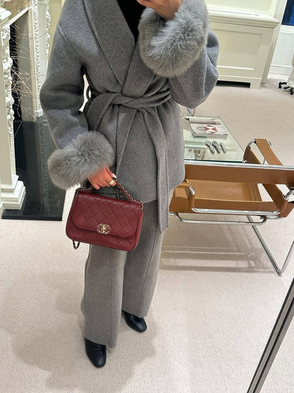 Manteau de luxe en fausse fourrure pour femme
