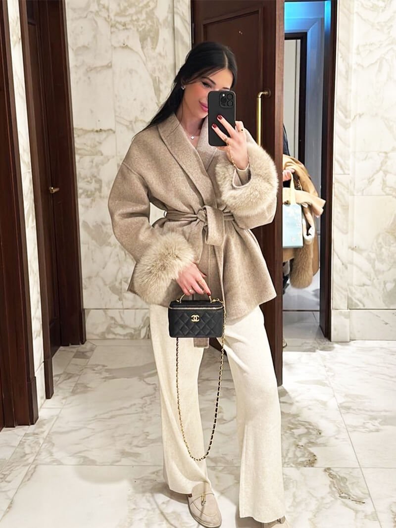 Manteau de luxe en fausse fourrure pour femme