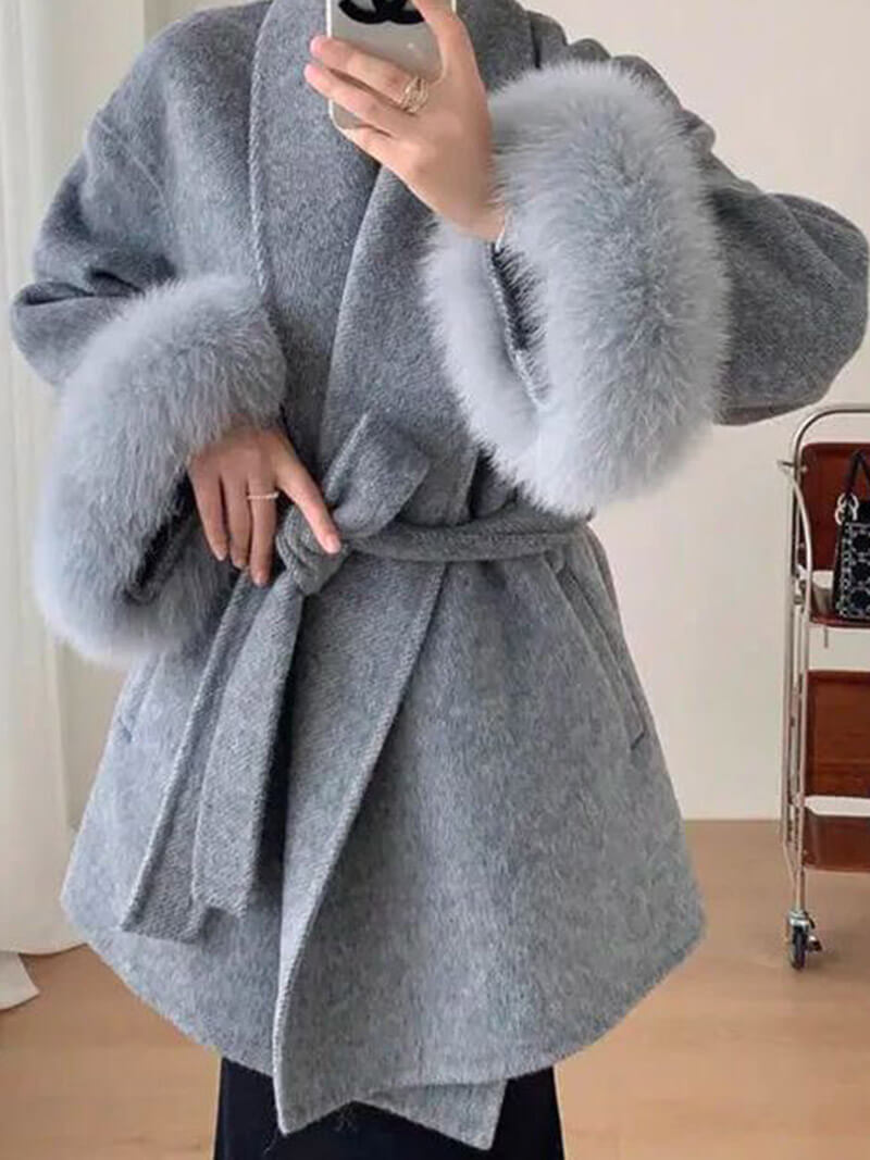 Manteau de luxe en fausse fourrure pour femme
