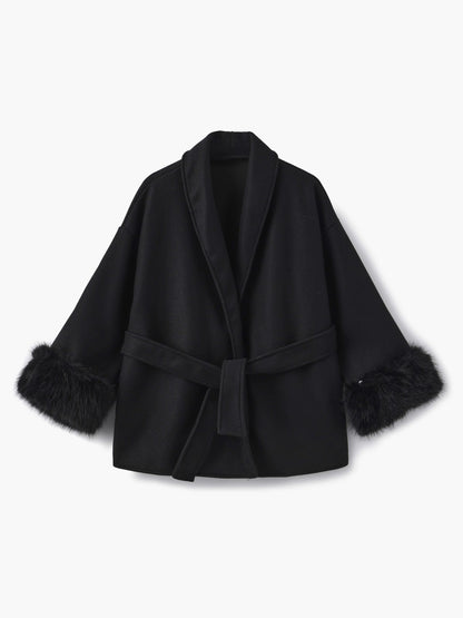 Manteau de luxe en fausse fourrure pour femme