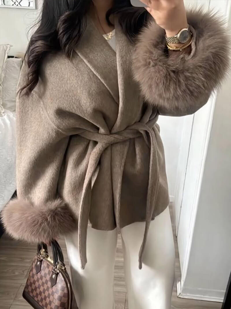 Manteau de luxe en fausse fourrure pour femme