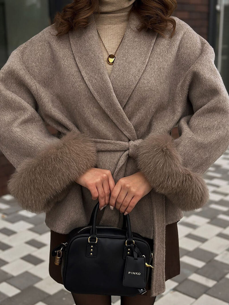 Manteau de luxe en fausse fourrure pour femme