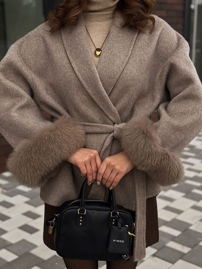 Manteau de luxe en fausse fourrure pour femme