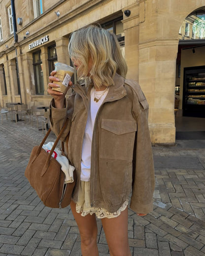 Blouson motard en cuir style biker