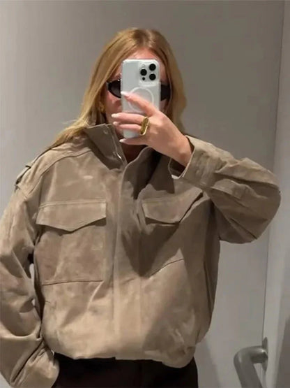 Blouson motard en cuir style biker