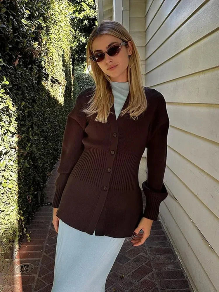 Frauen Cardigan Elegant V-Ausschnitt - IdealeKleiden