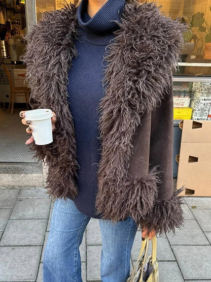 Manteau en peluche doux, veste en fausse fourrure