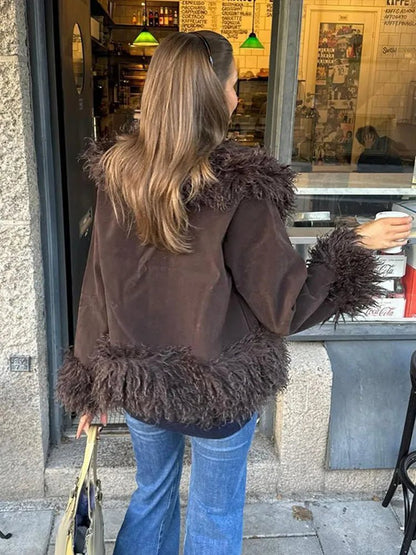 Manteau en peluche doux, veste en fausse fourrure