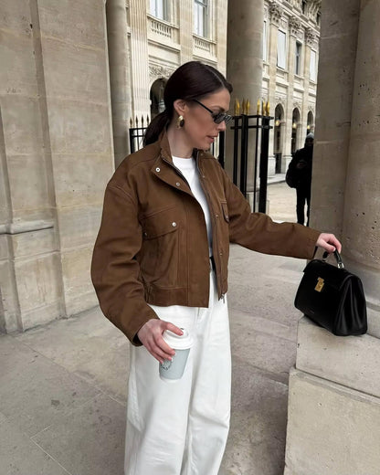 Blouson en cuir style aviateur