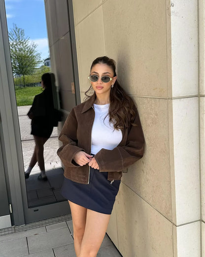 Blouson en cuir tendance pour femme