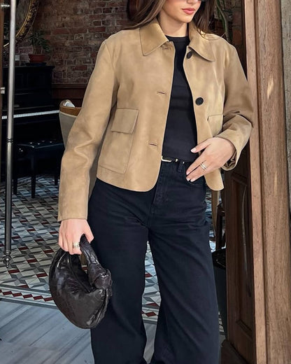 Veste blazer stylée en cuir suédé