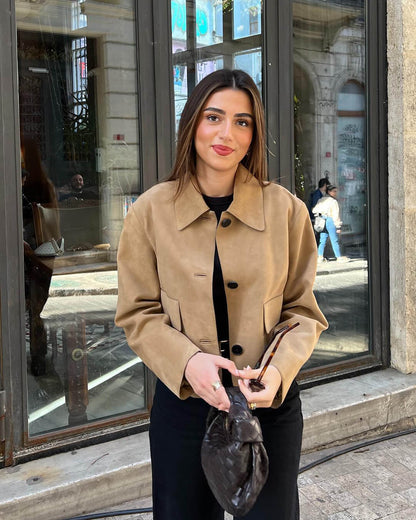Veste blazer stylée en cuir suédé