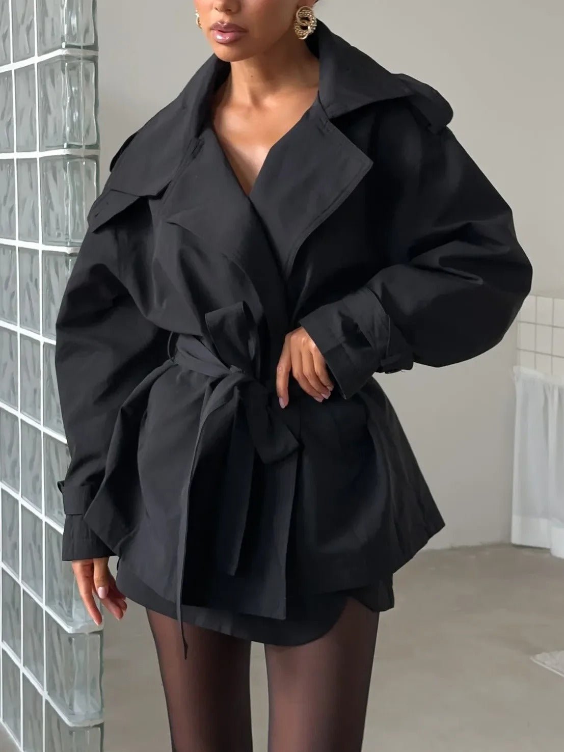 Trench-coat classique court pour femme