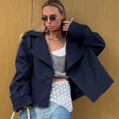 Trench-coat classique court pour femme