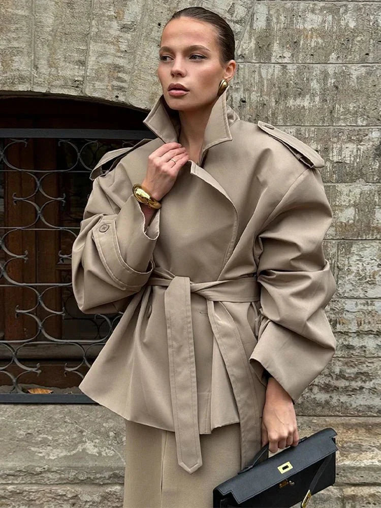 Trench-coat classique court pour femme