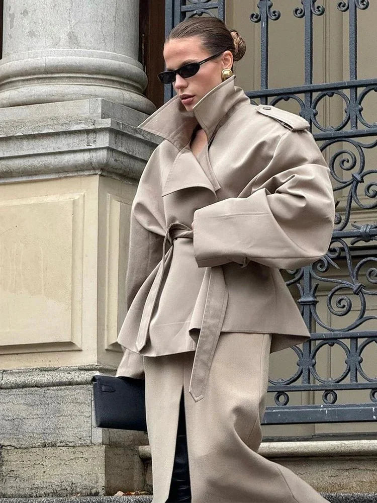 Trench-coat classique court pour femme