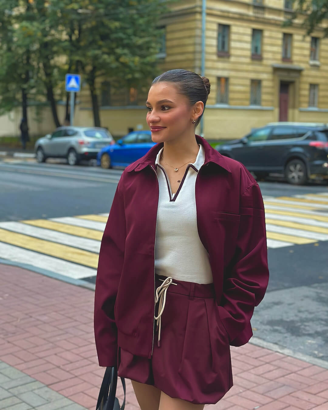 Blouson aviateur stylé bordeaux