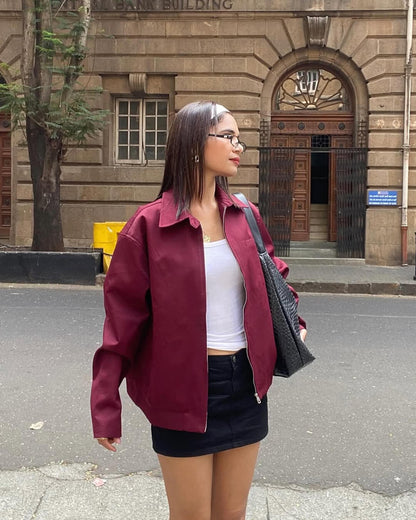 Blouson aviateur stylé bordeaux