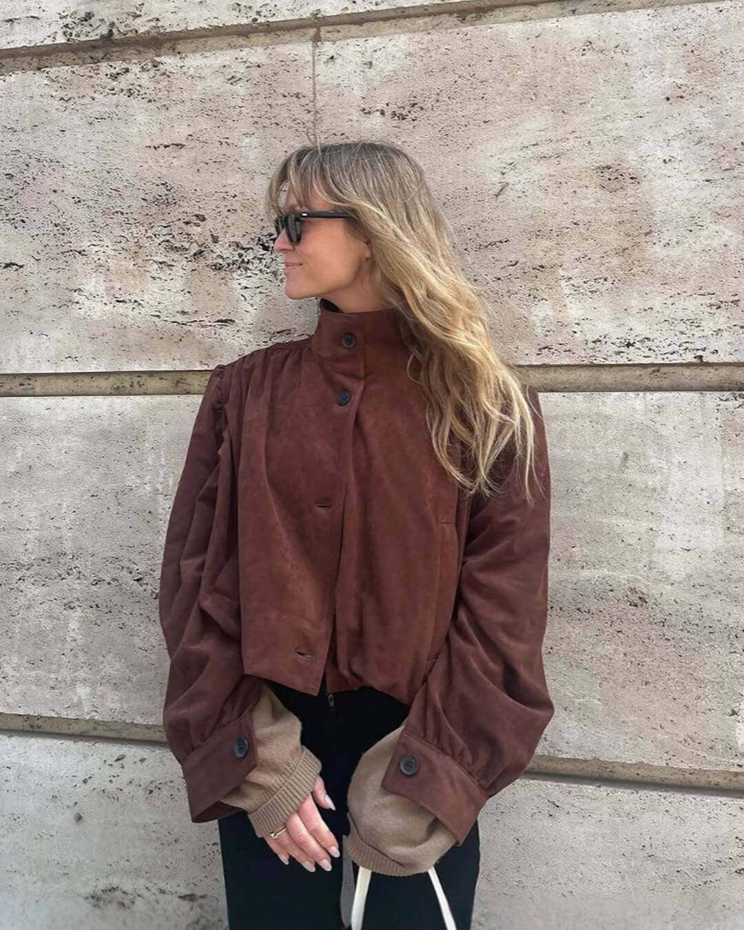 Blouson en cuir femme suédé noir