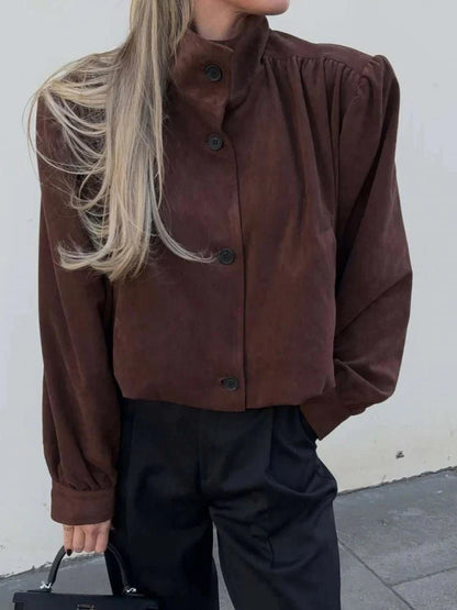 Blouson en cuir femme suédé noir