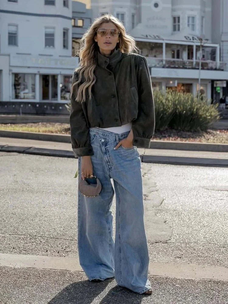 Blouson en cuir femme suédé noir