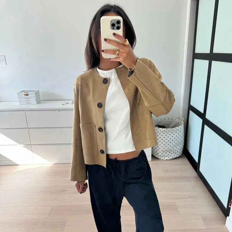 Blouson en cuir souple élégant pour femme