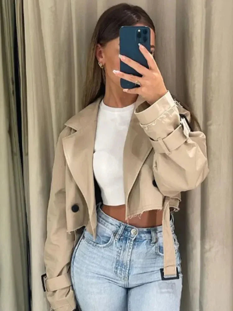 Trench-coat classique court pour femme