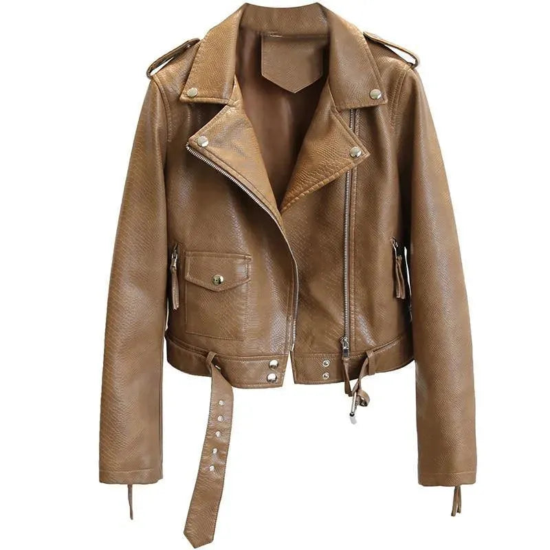 Blouson en cuir élégant pour femme Coupe ajustée