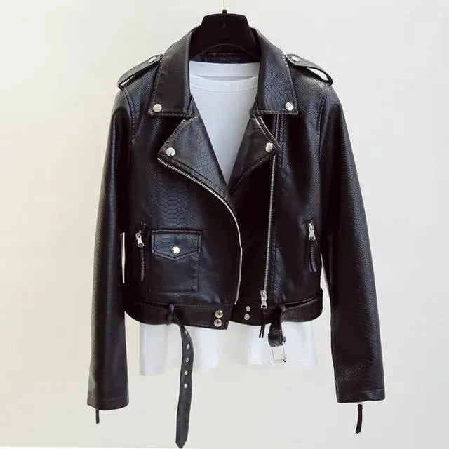 Blouson en cuir élégant pour femme Coupe ajustée