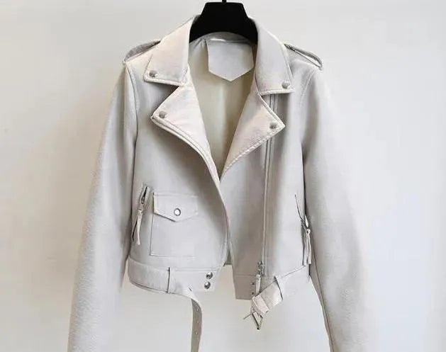 Blouson en cuir élégant pour femme Coupe ajustée