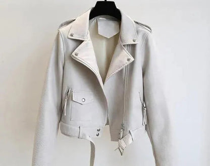 Blouson en cuir élégant pour femme Coupe ajustée