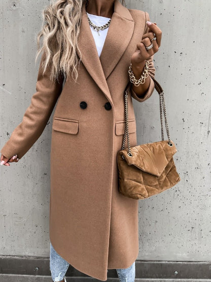 Élégant manteau pour femme en laine longueur cheville sur mesure