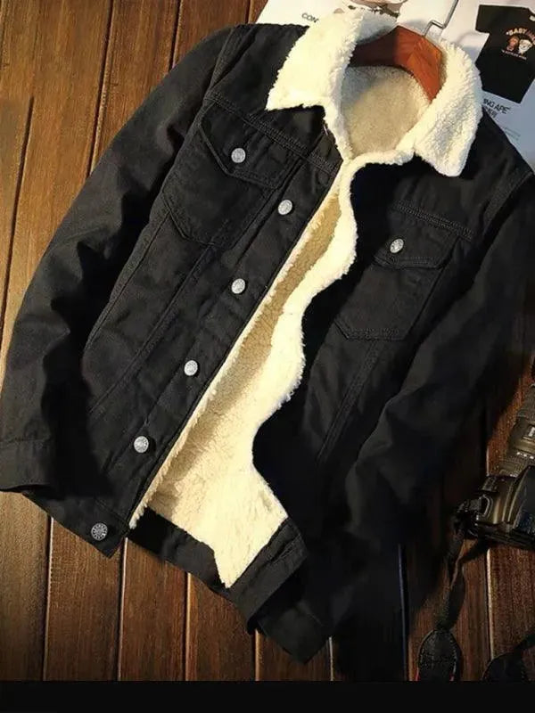 Veste polaire sherpa chaude pour hommes en denim d'hiver