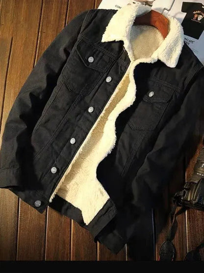 Veste polaire sherpa chaude pour hommes en denim d'hiver