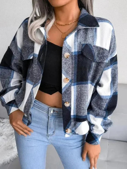 Manteau à carreaux élégant pour femme Coupe décontractée