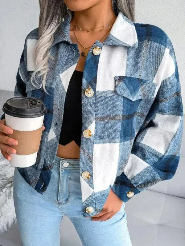 Manteau à carreaux élégant pour femme Coupe décontractée