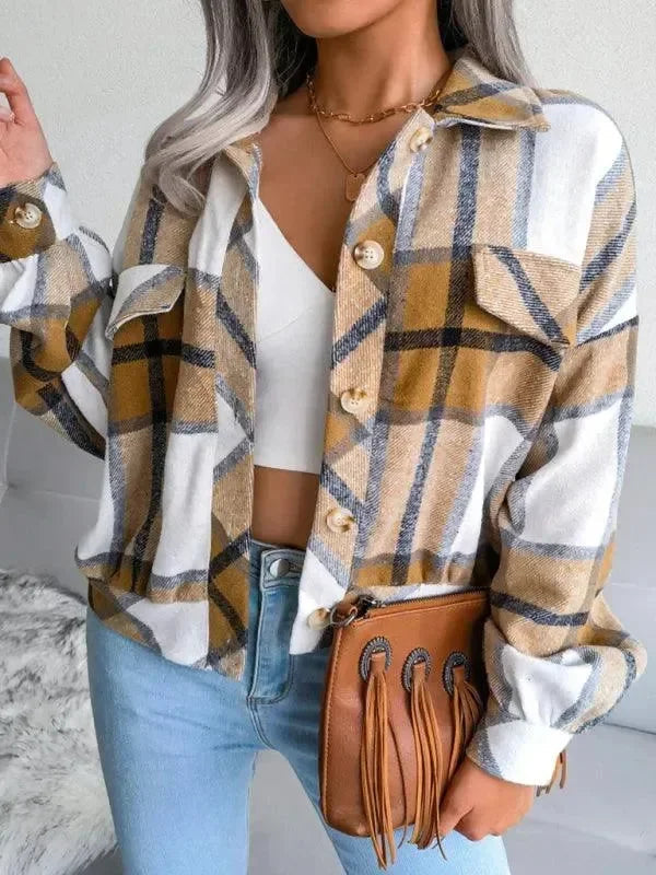 Manteau à carreaux élégant pour femme Coupe décontractée