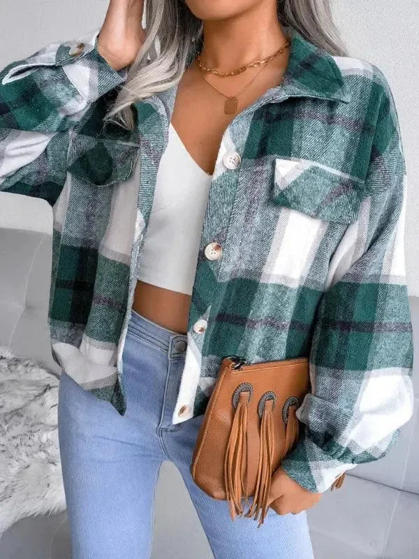 Manteau à carreaux élégant pour femme Coupe décontractée
