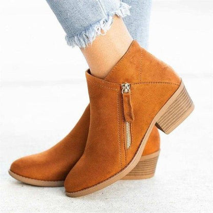 Bottines aspect daim Fermeture éclair latérale Talon bottier