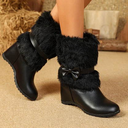 Bottes d'hiver femme, douillettes et chaudes, à lacets