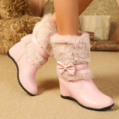 Bottes d'hiver femme, douillettes et chaudes, à lacets