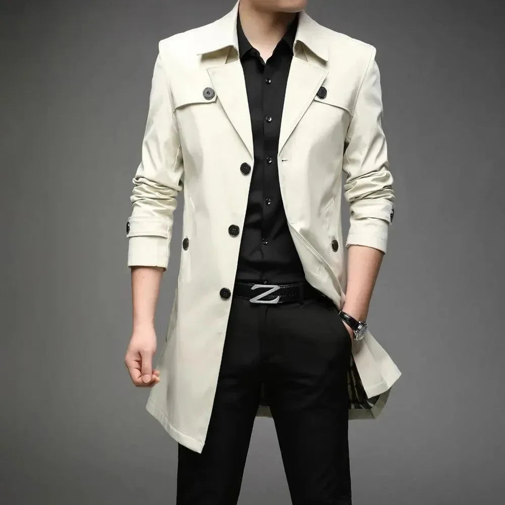 Trench-coat stylé pour homme, coupe slim et moderne