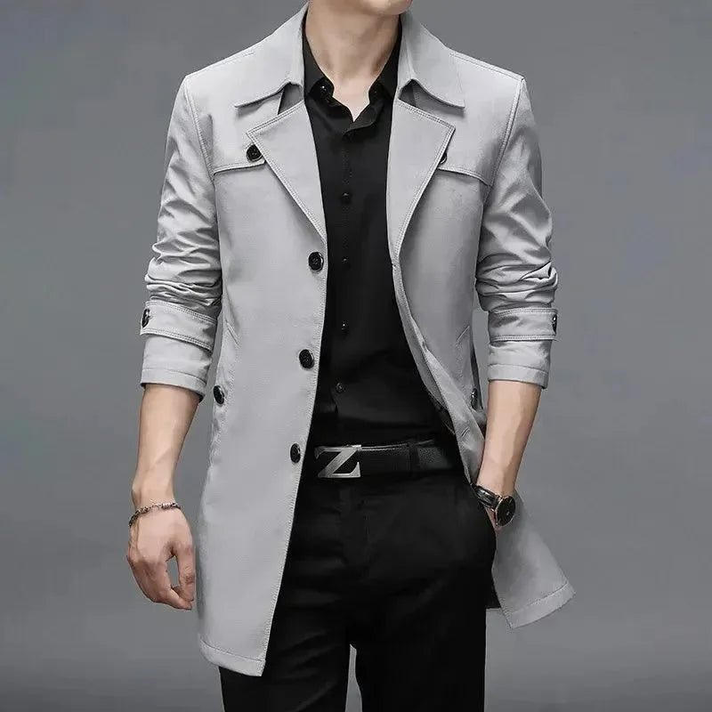 Stylischer Herren Trenchcoat Slim Fit Modern - IdealeKleiden