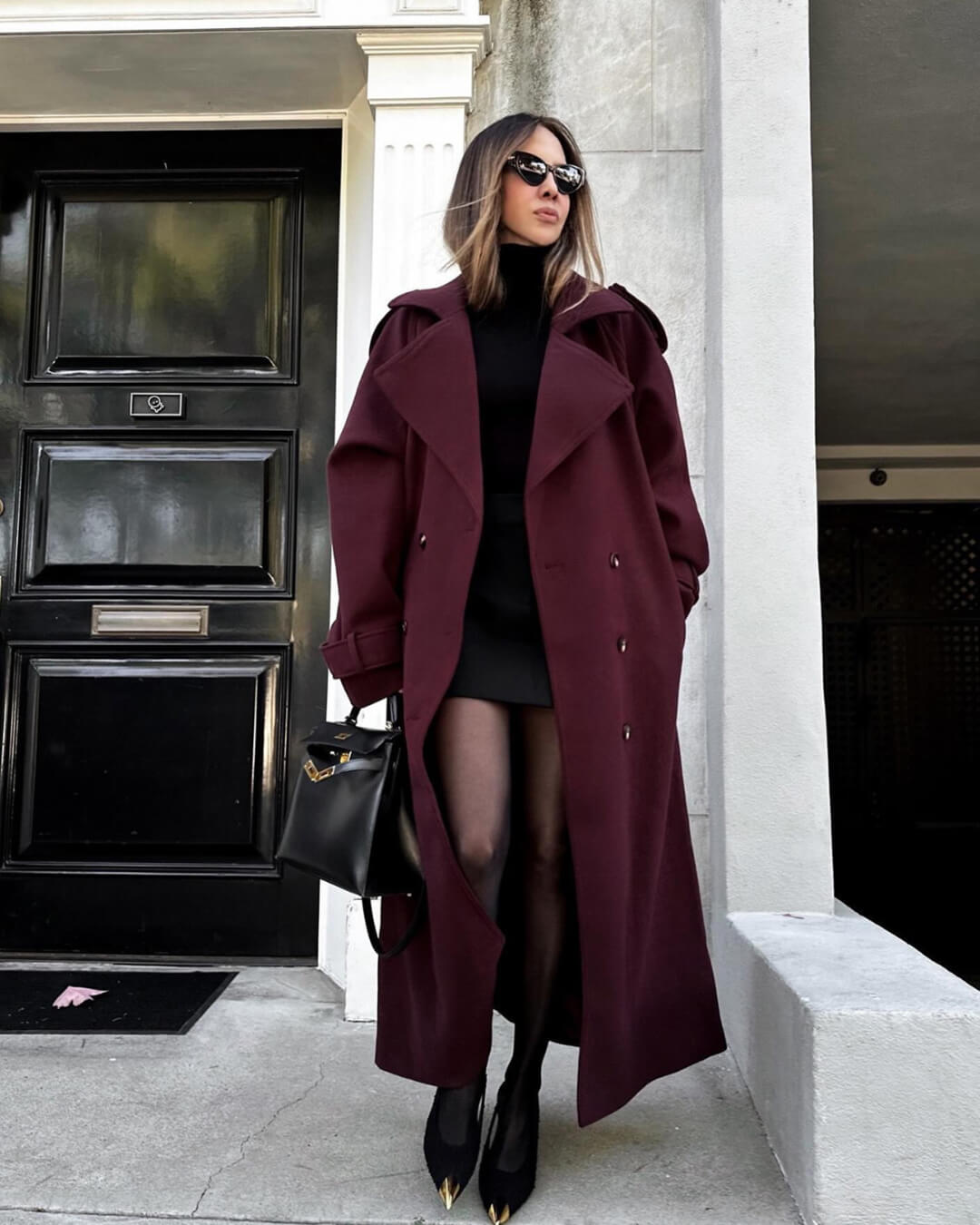 Trench-coat long d'hiver en laine élégant pour femme